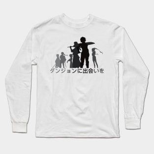 Danmachi Anime Season 4 Hestia Familia Member with Japanese Kanji in Black Silhouette Long Sleeve T-Shirt